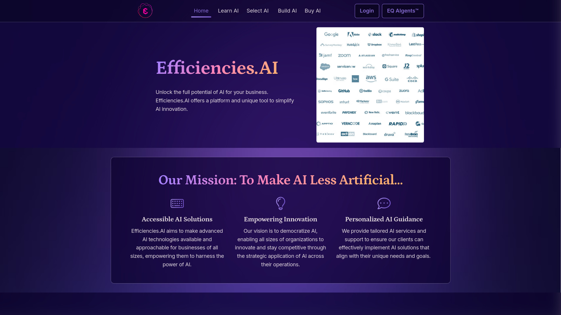 Efficiencies.AI | EQ AIgent™️网页截图,Efficiencies.AI | EQ AIgent™️网页快照