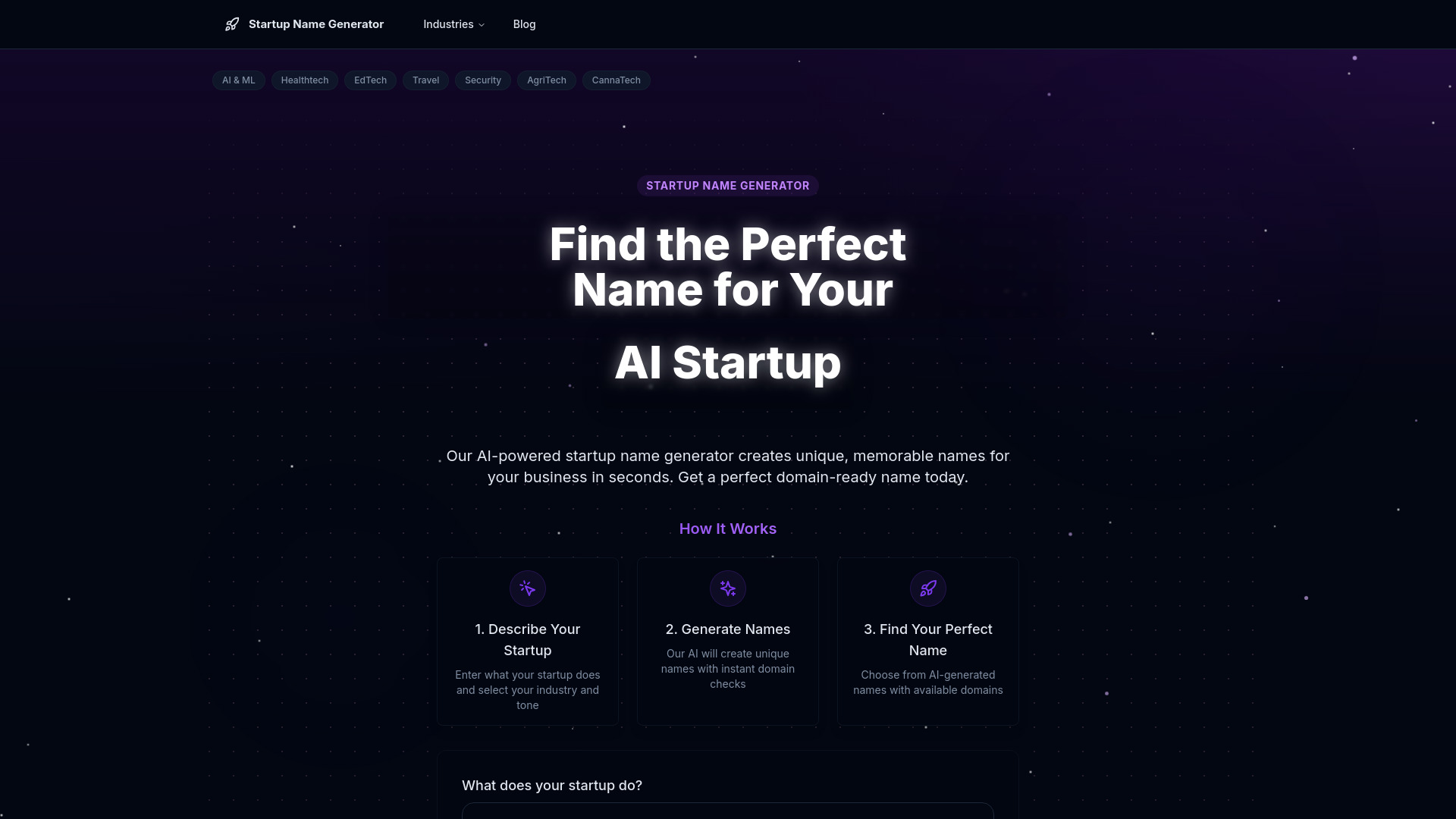 AI Startup Name Generator网页截图,AI Startup Name Generator网页快照