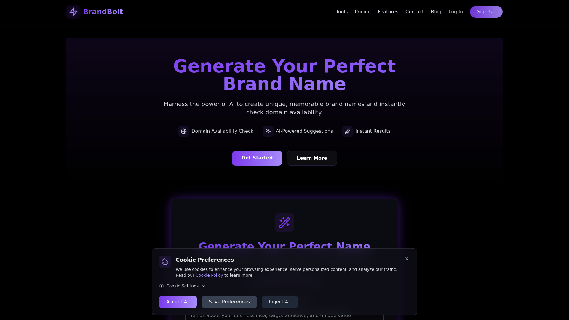BrandBolt网页截图,BrandBolt网页快照