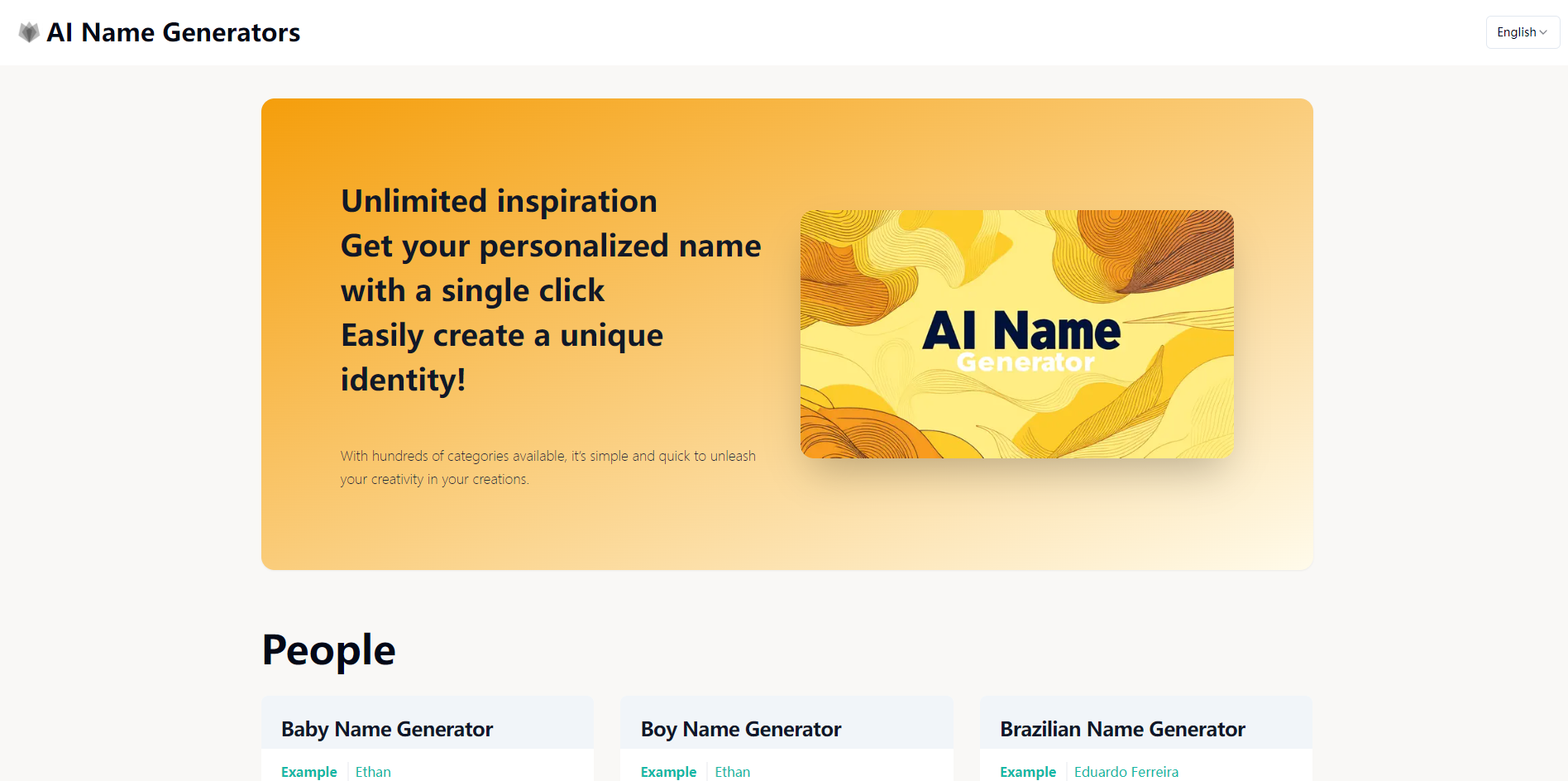 AI Names Generator网页截图,AI Names Generator网页快照