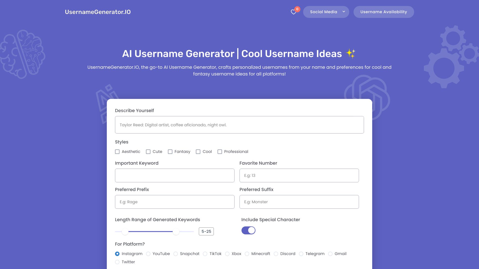 Username Generator网页截图,Username Generator网页快照