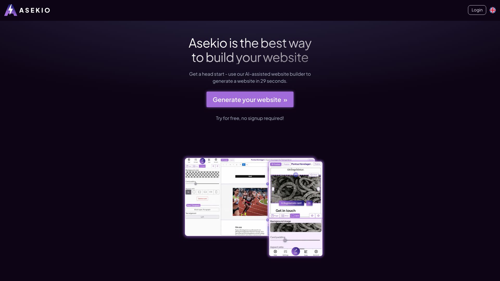 Asekio – AI website builder网页截图,Asekio – AI website builder网页快照