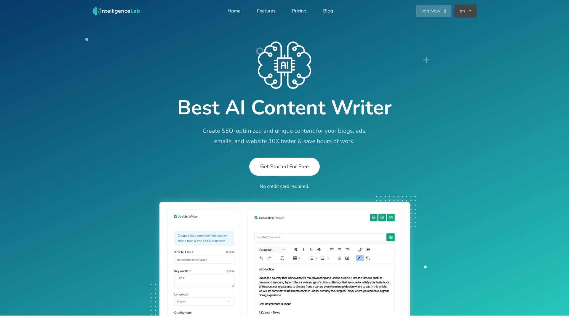 Intelligence Lab – AI Generator网页截图,Intelligence Lab – AI Generator网页快照
