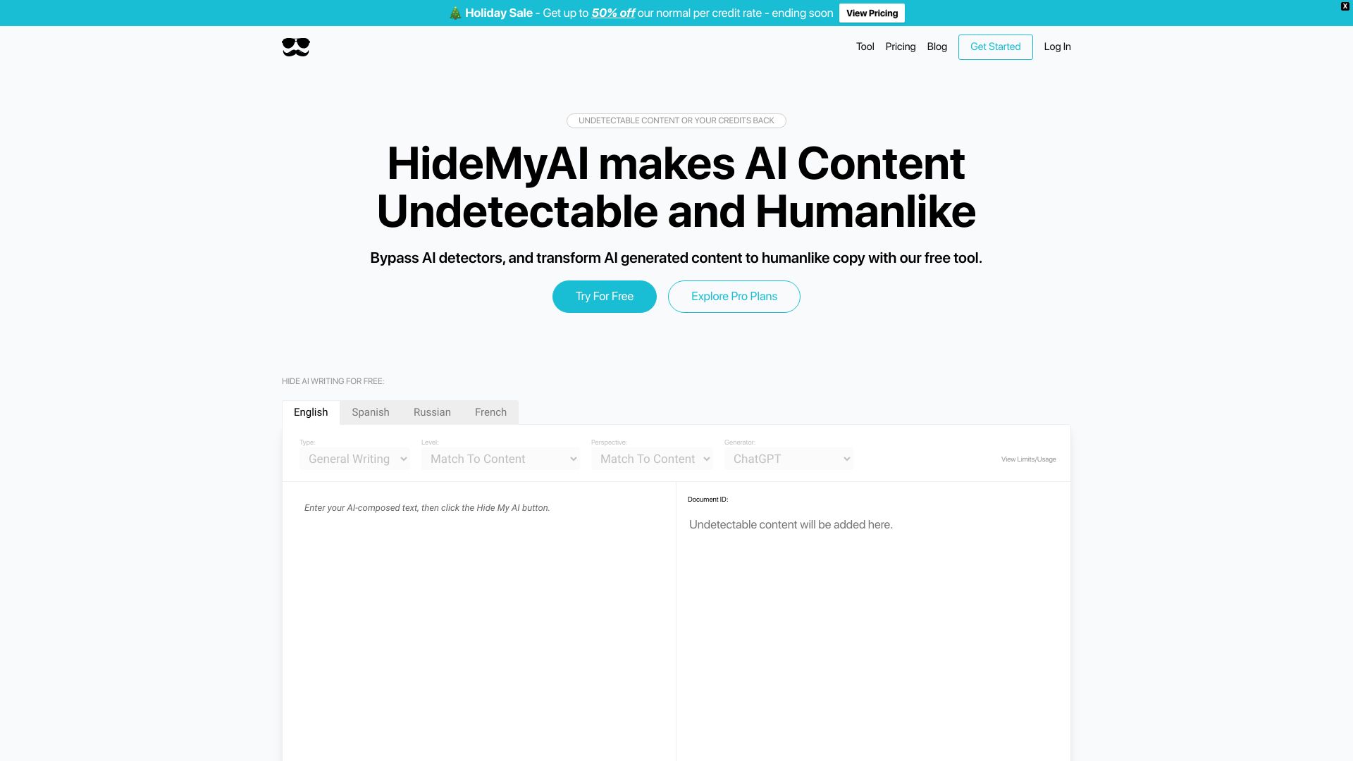 HideMyAI网页截图,HideMyAI网页快照