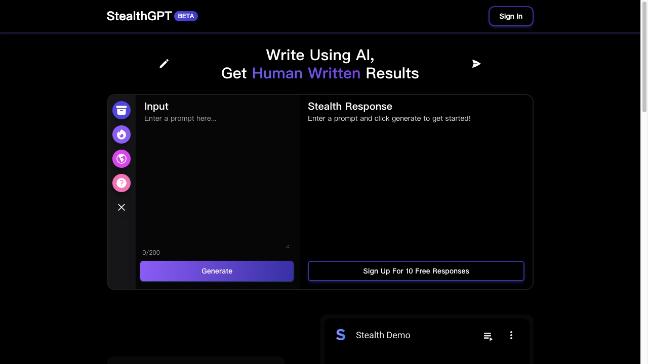 StealthGPT网页截图,StealthGPT网页快照