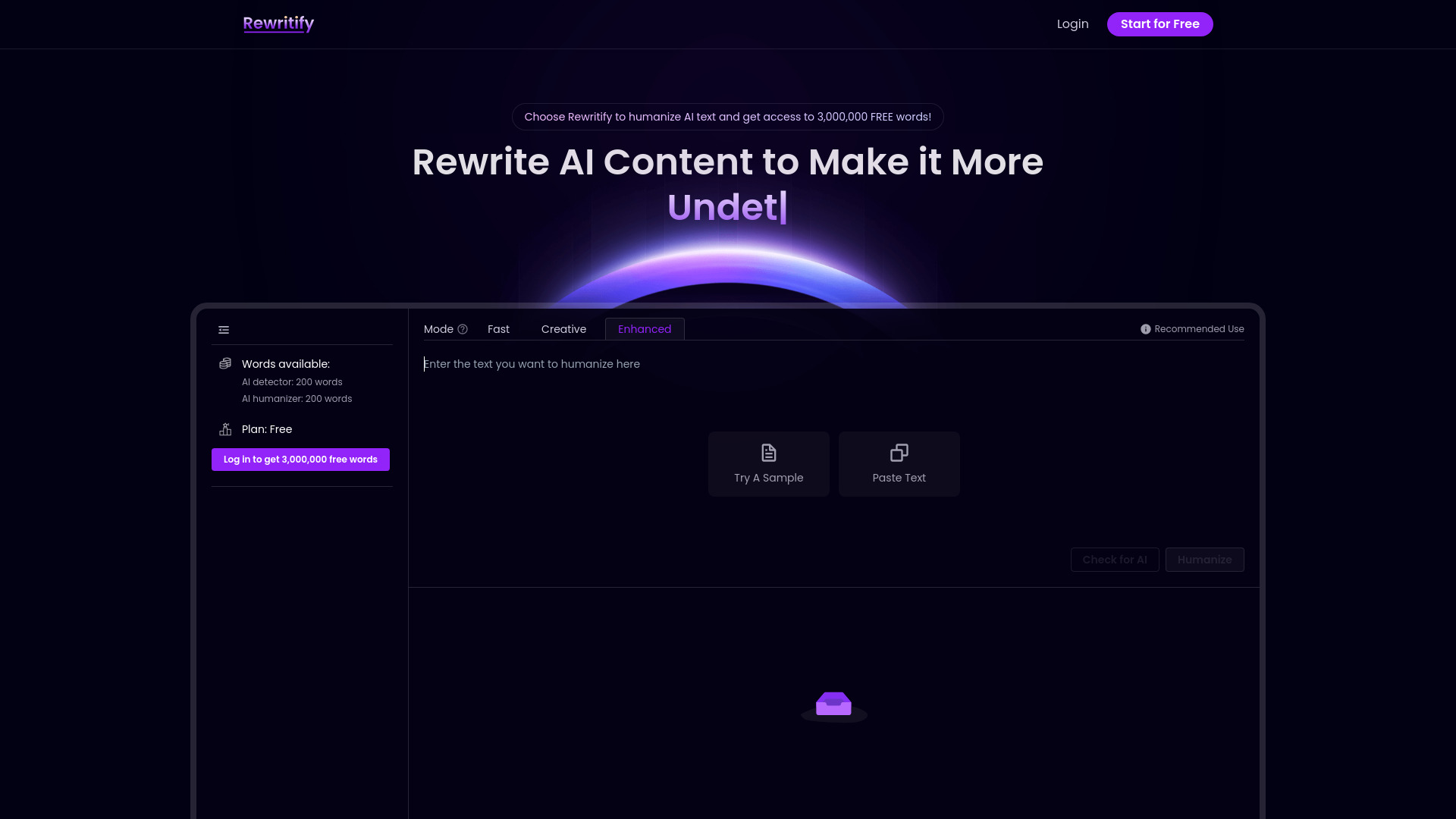 Rewritify: Undetectable AI Rewriter网页截图,Rewritify: Undetectable AI Rewriter网页快照