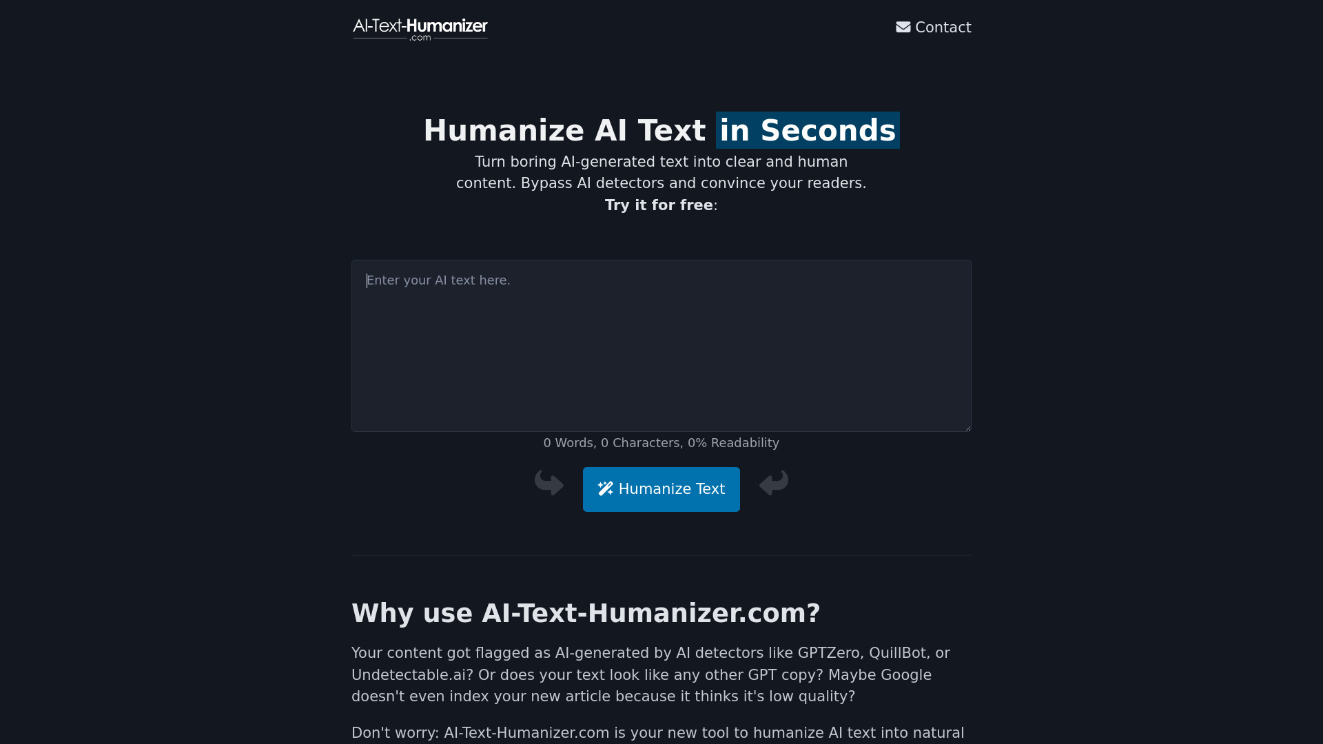AI-Text-Humanizer.com网页截图,AI-Text-Humanizer.com网页快照
