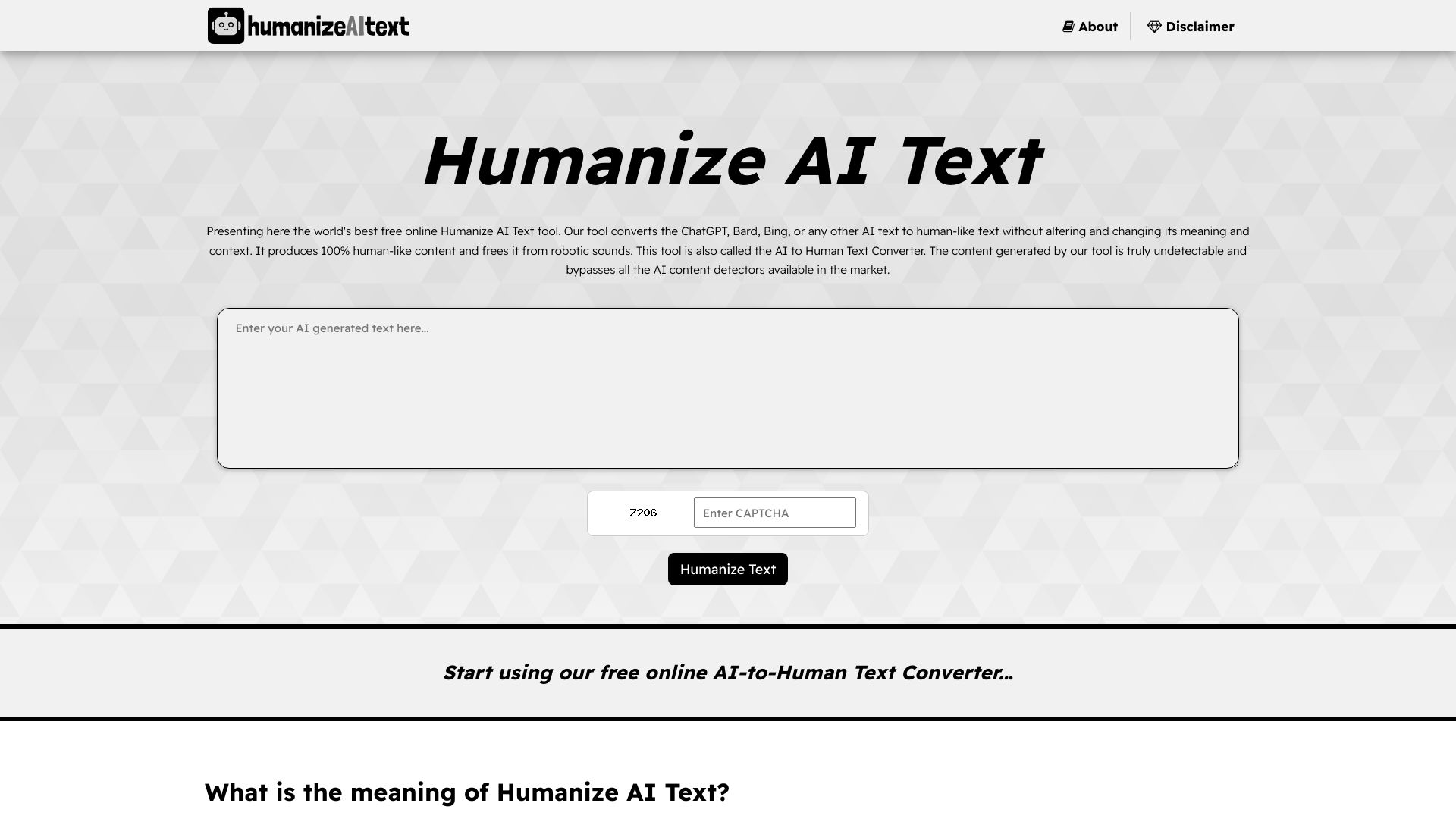 Humanize AI Text ai网页截图,Humanize AI Text ai网页快照