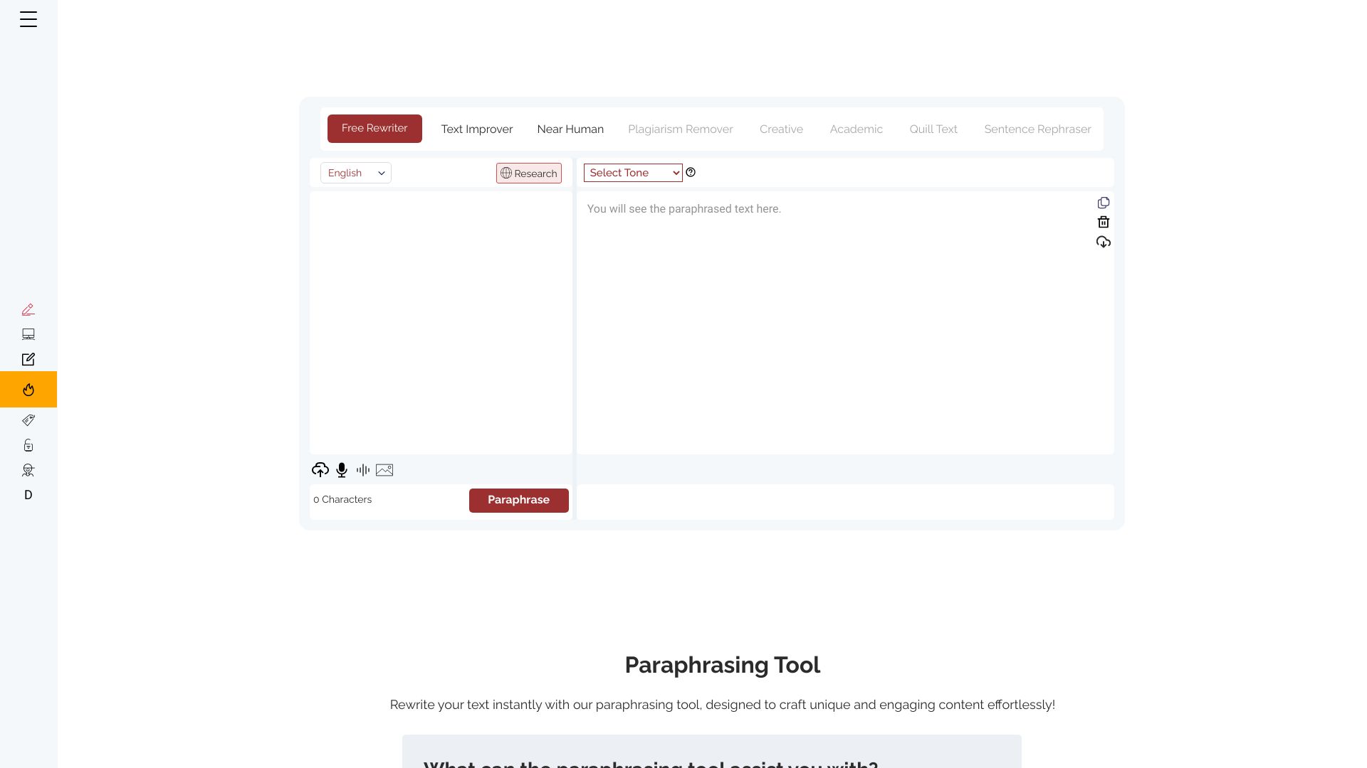 Paraphrasingtool.ai网页截图,Paraphrasingtool.ai网页快照