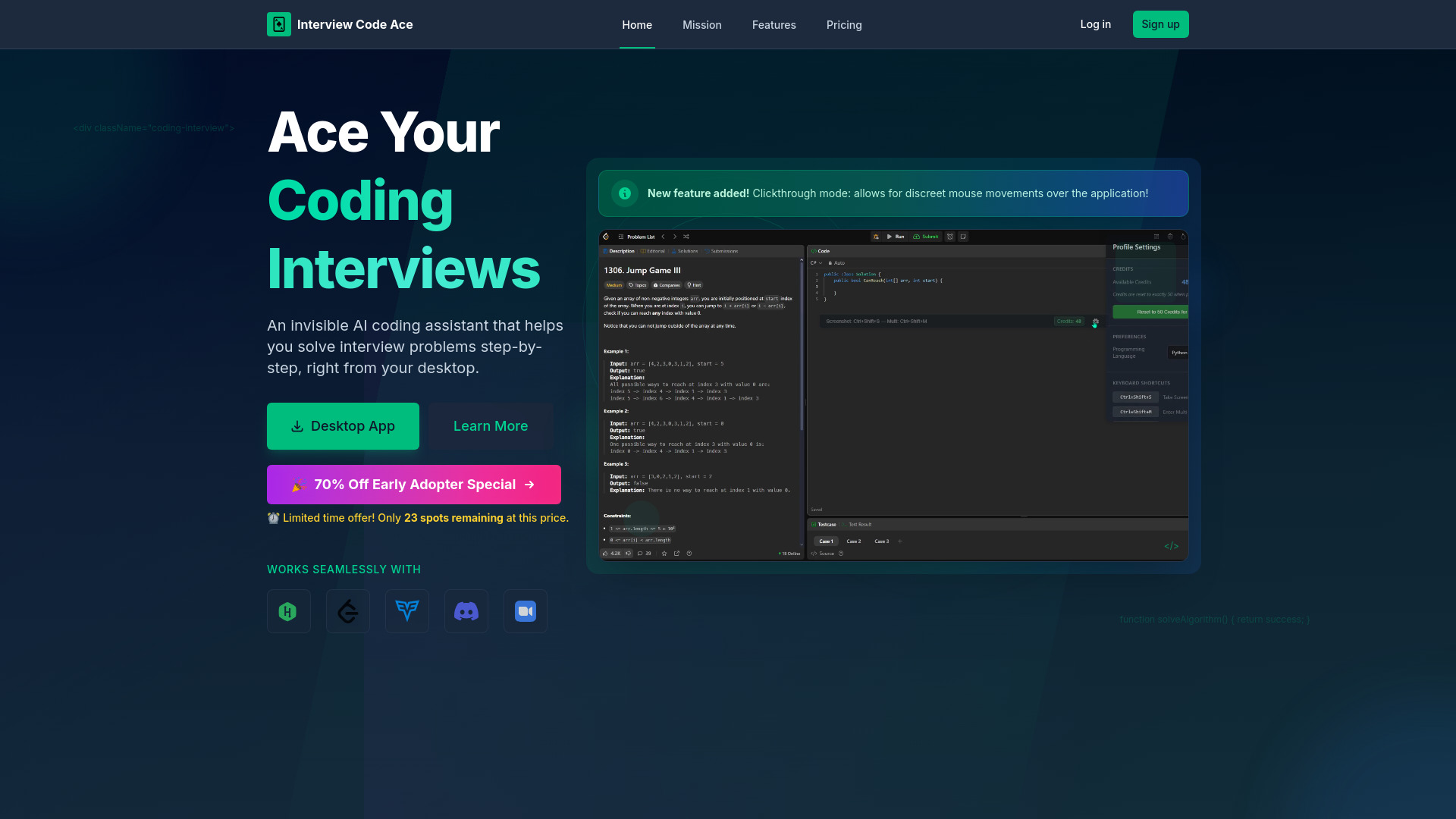 Interview Code Ace网页截图,Interview Code Ace网页快照