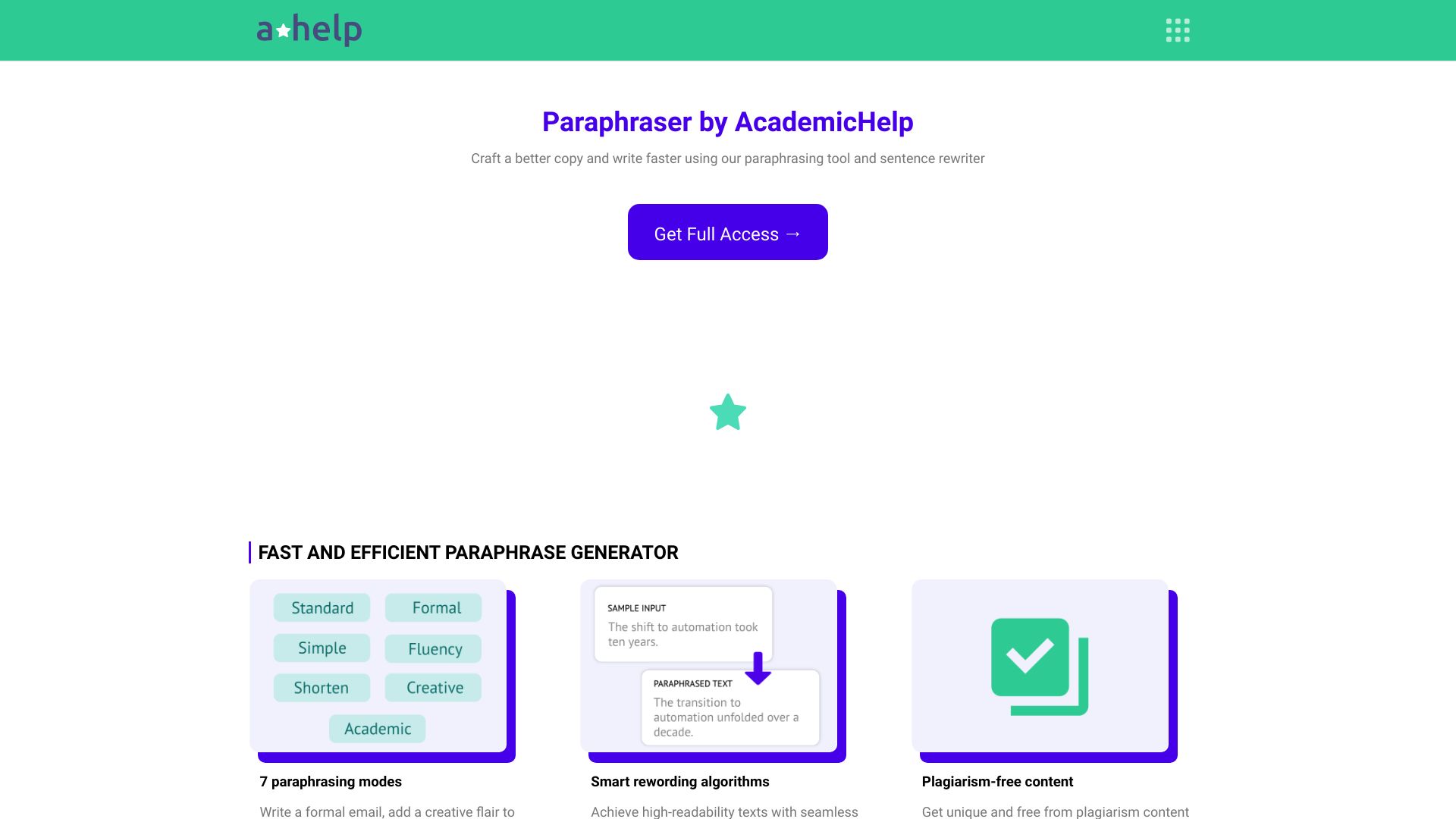 AcademicHelp Paraphraser网页截图,AcademicHelp Paraphraser网页快照