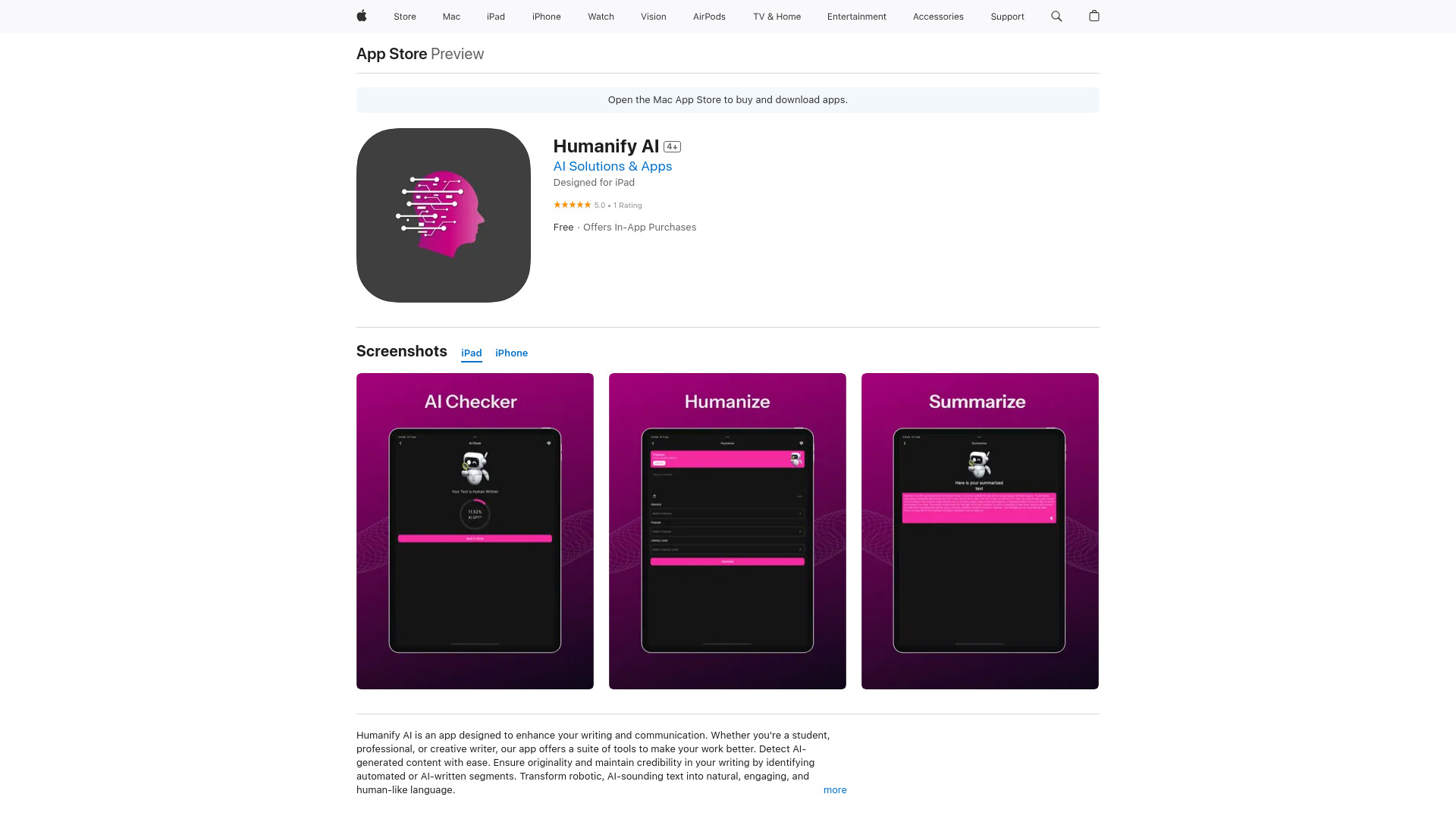Humanify AI – Detect AI, Humanize网页截图,Humanify AI – Detect AI, Humanize网页快照