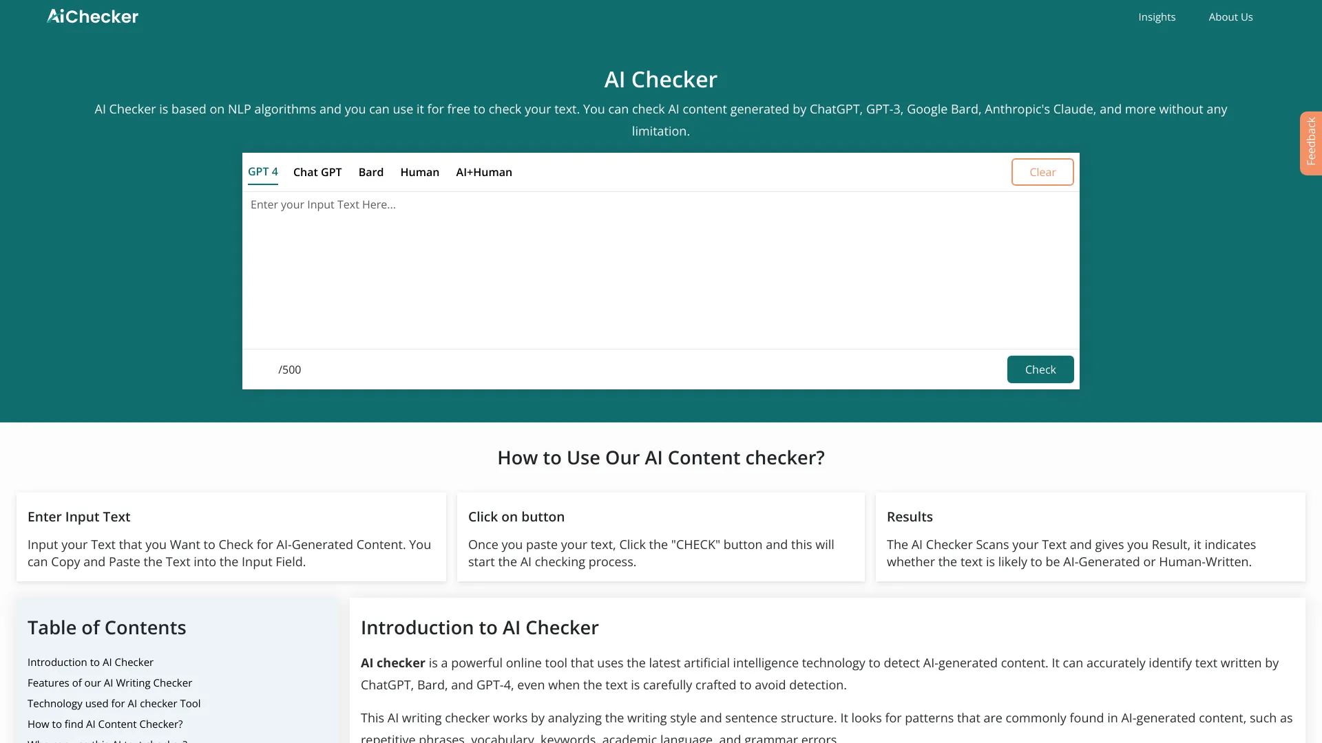 AI Checker网页截图,AI Checker网页快照