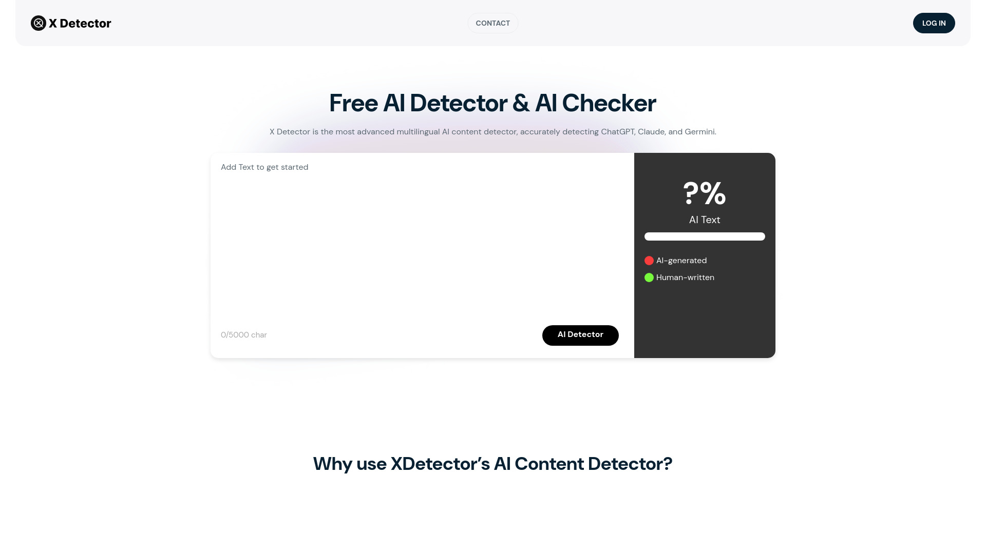 X Detector | AI Content Detector网页截图,X Detector | AI Content Detector网页快照