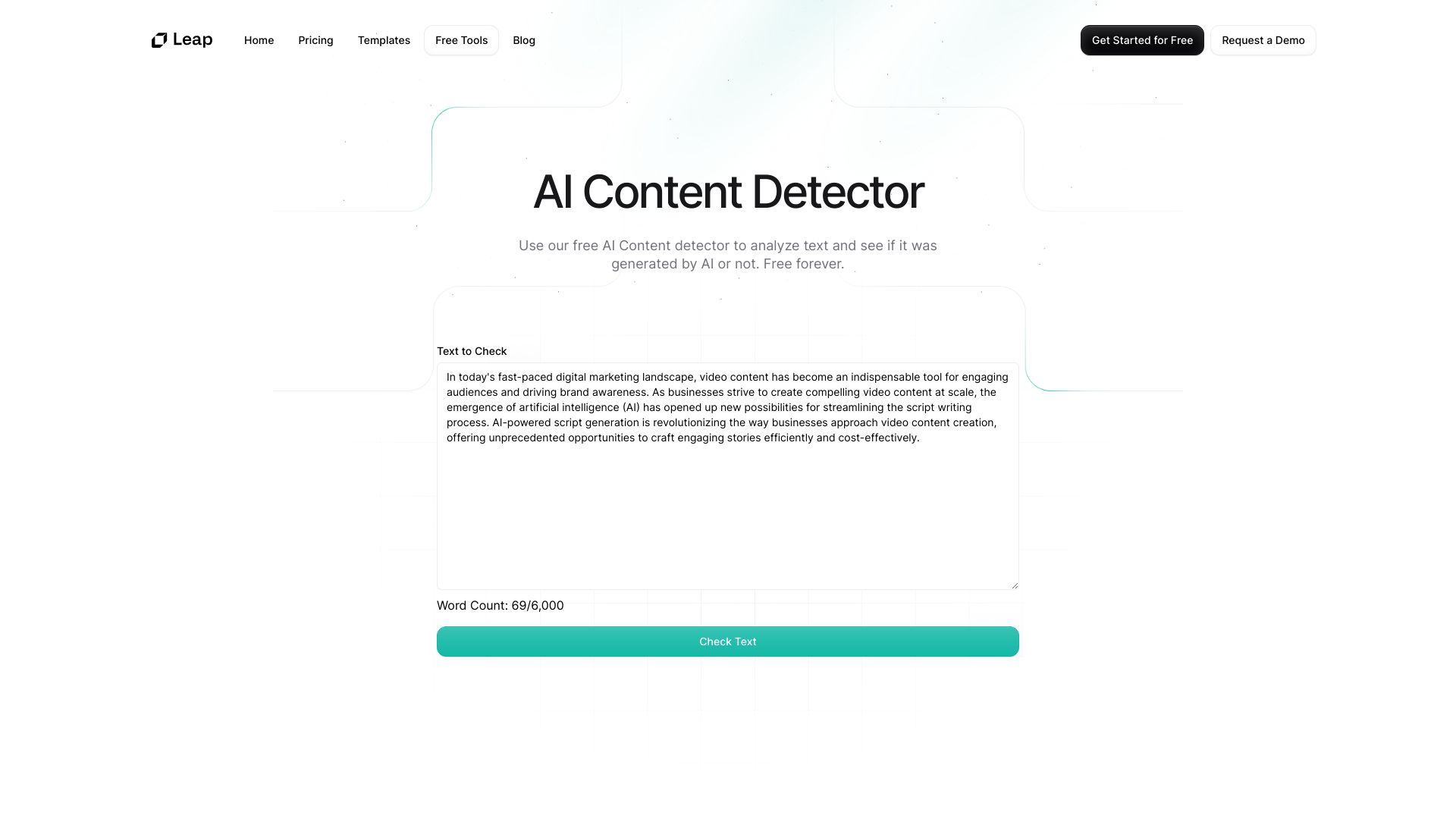 Free AI Content Detector网页截图,Free AI Content Detector网页快照