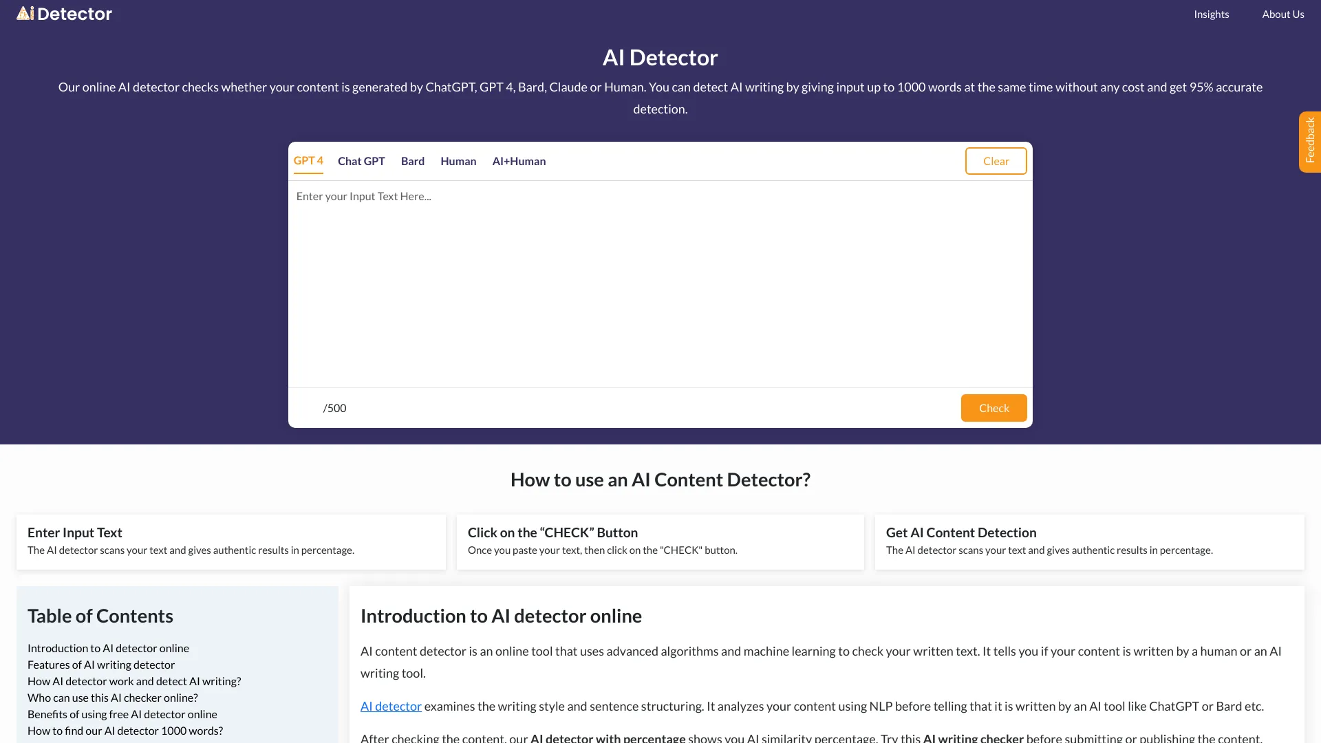 AI Detector网页截图,AI Detector网页快照