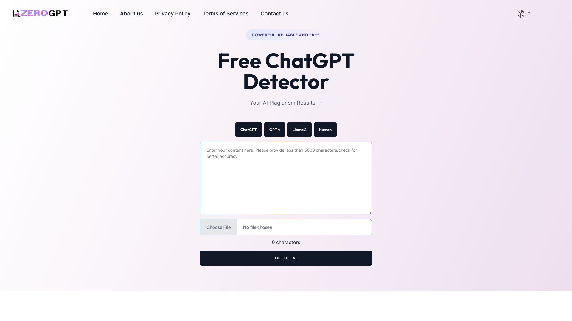 ZeroGPT.Tools网页截图,ZeroGPT.Tools网页快照