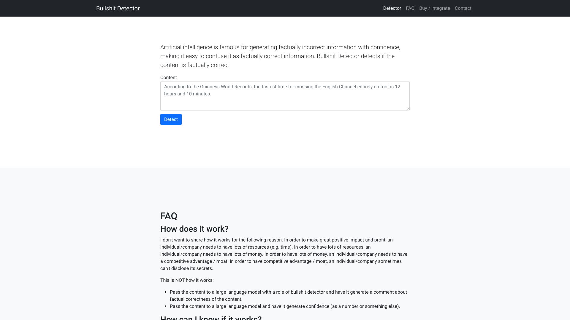 Bullshit Detector网页截图,Bullshit Detector网页快照