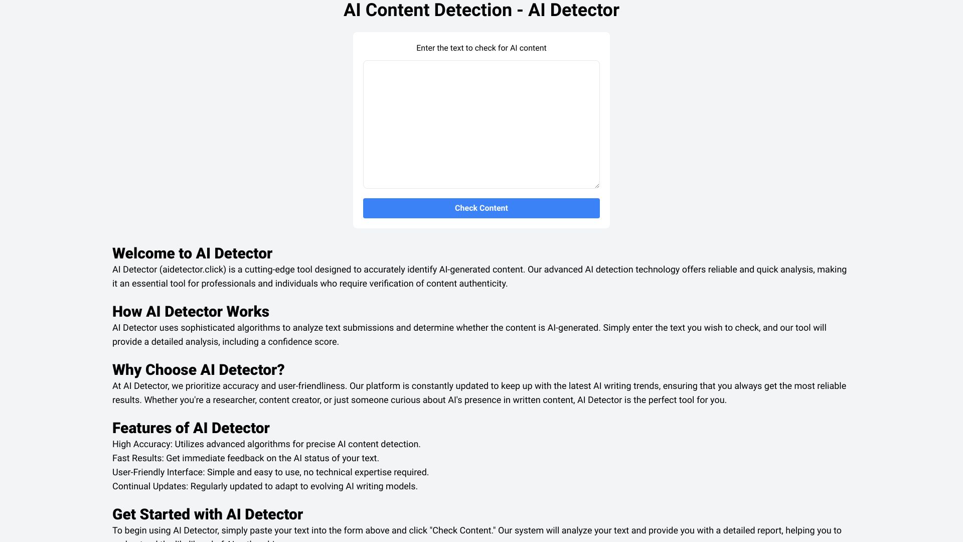 AI Content Detection – AI Detector Free网页截图,AI Content Detection – AI Detector Free网页快照