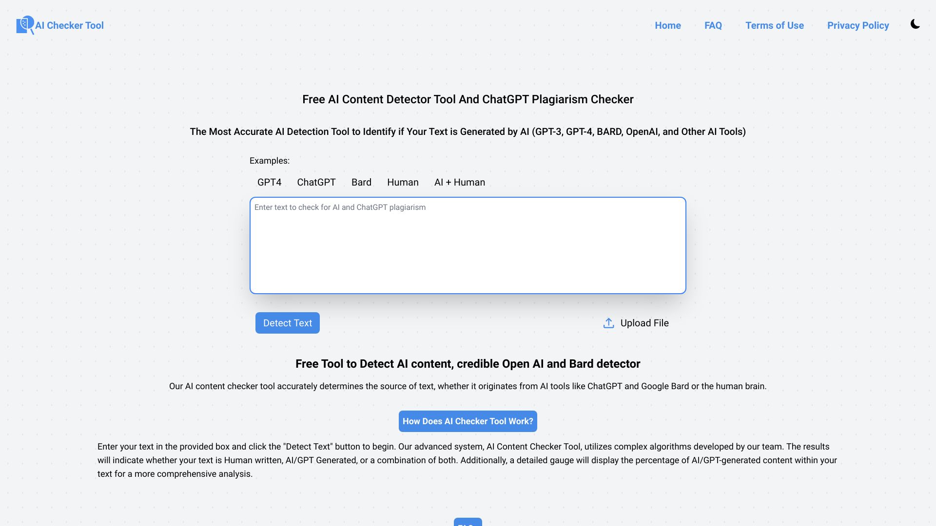 AI Checker Tool网页截图,AI Checker Tool网页快照
