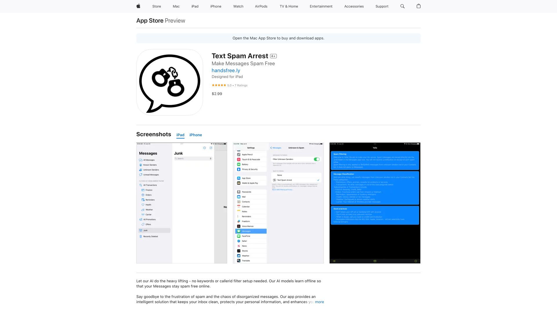 Spam Message Filtering (iOS)网页截图,Spam Message Filtering (iOS)网页快照