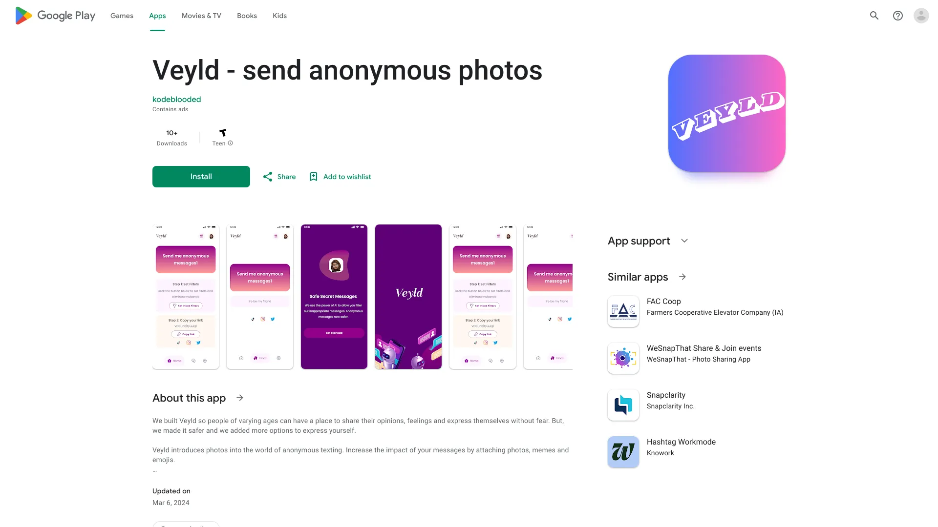 Veyld – Anonymous messages with photos网页截图,Veyld – Anonymous messages with photos网页快照