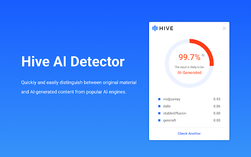 Hive AI Detector网页截图,Hive AI Detector网页快照