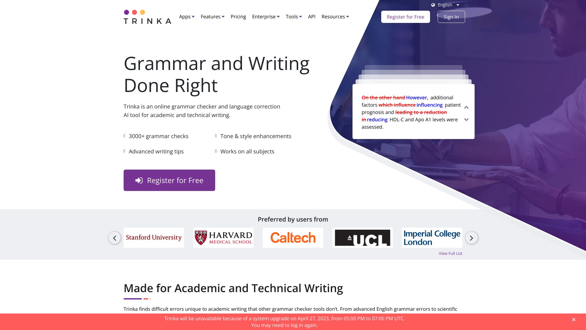 Trinka AI – Grammar Checker Tool网页截图,Trinka AI – Grammar Checker Tool网页快照