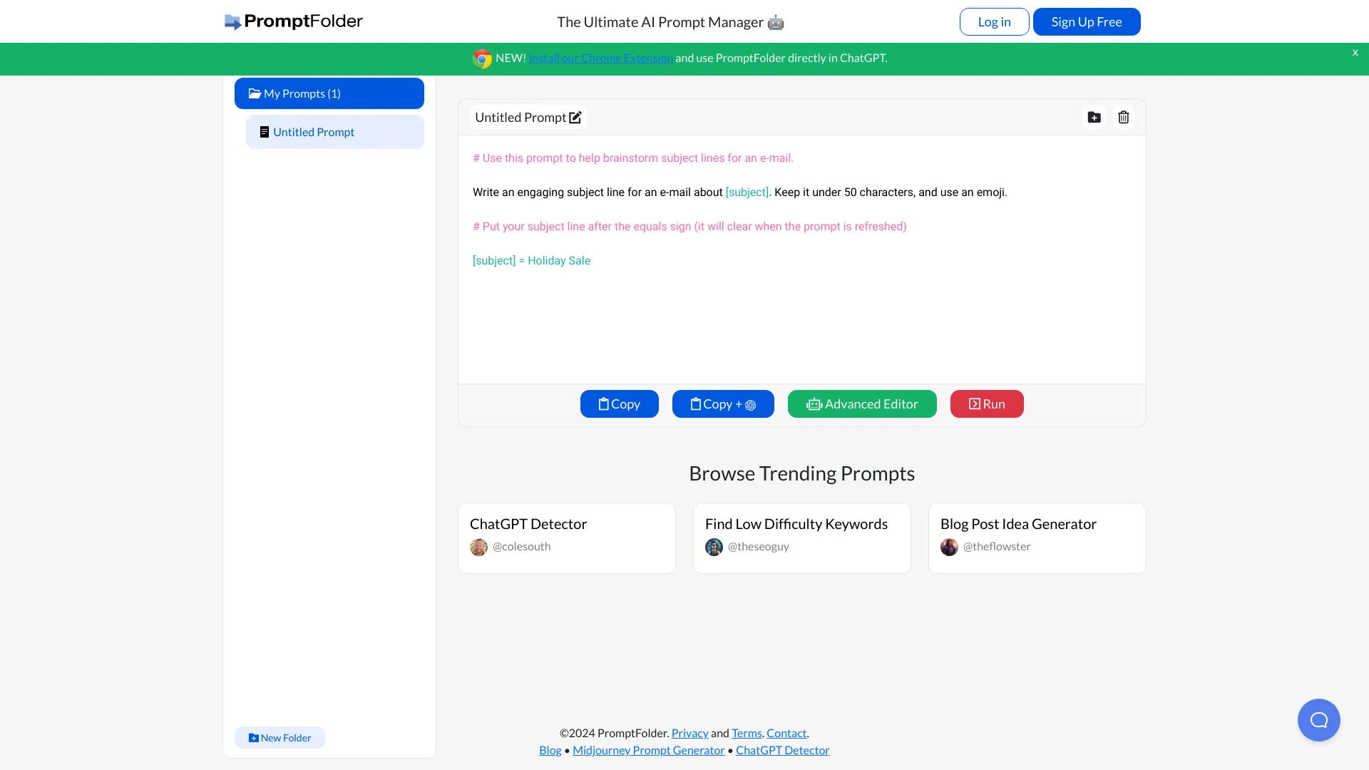 promptfolder.com网页截图,promptfolder.com网页快照