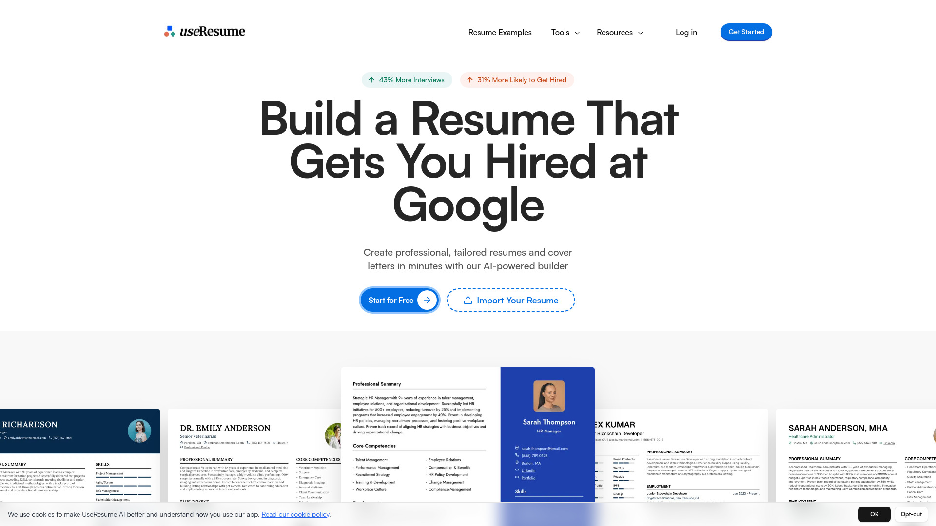 UseResume AI网页截图,UseResume AI网页快照