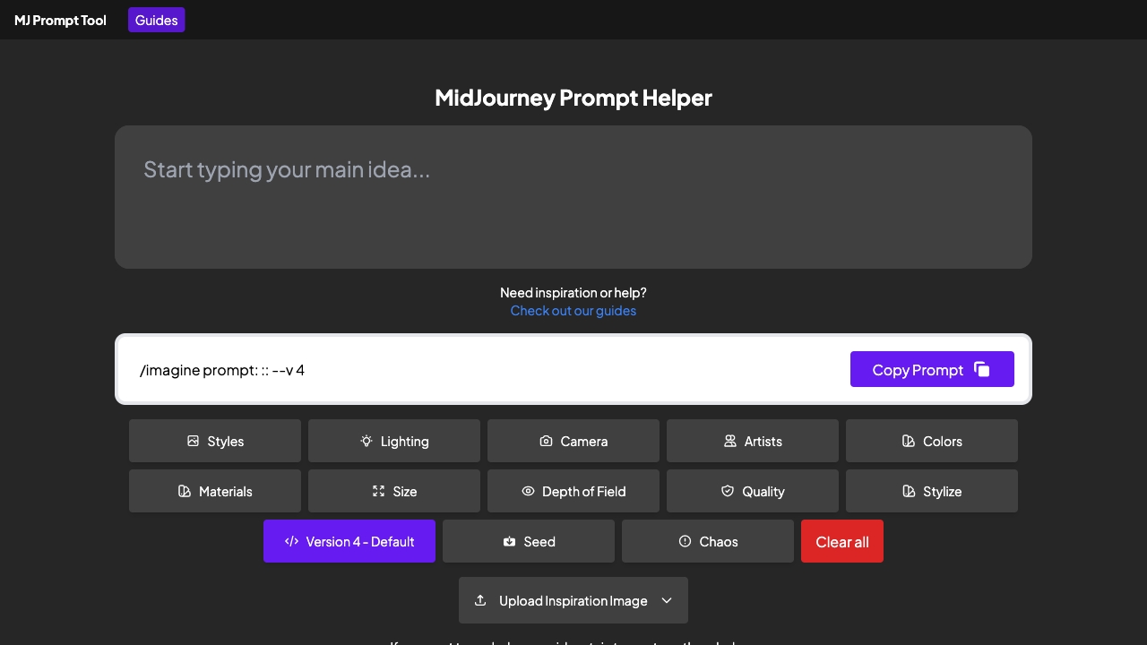 MidJourney Prompt Helper网页截图,MidJourney Prompt Helper网页快照