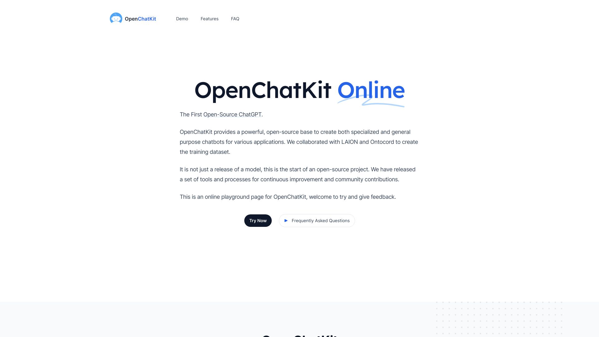 OpenChatKit网页截图,OpenChatKit网页快照