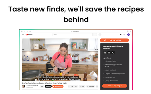 Get the Recipe｜AI YouTube Recipe Clipper with ChatGPT网页截图,Get the Recipe｜AI YouTube Recipe Clipper with ChatGPT网页快照