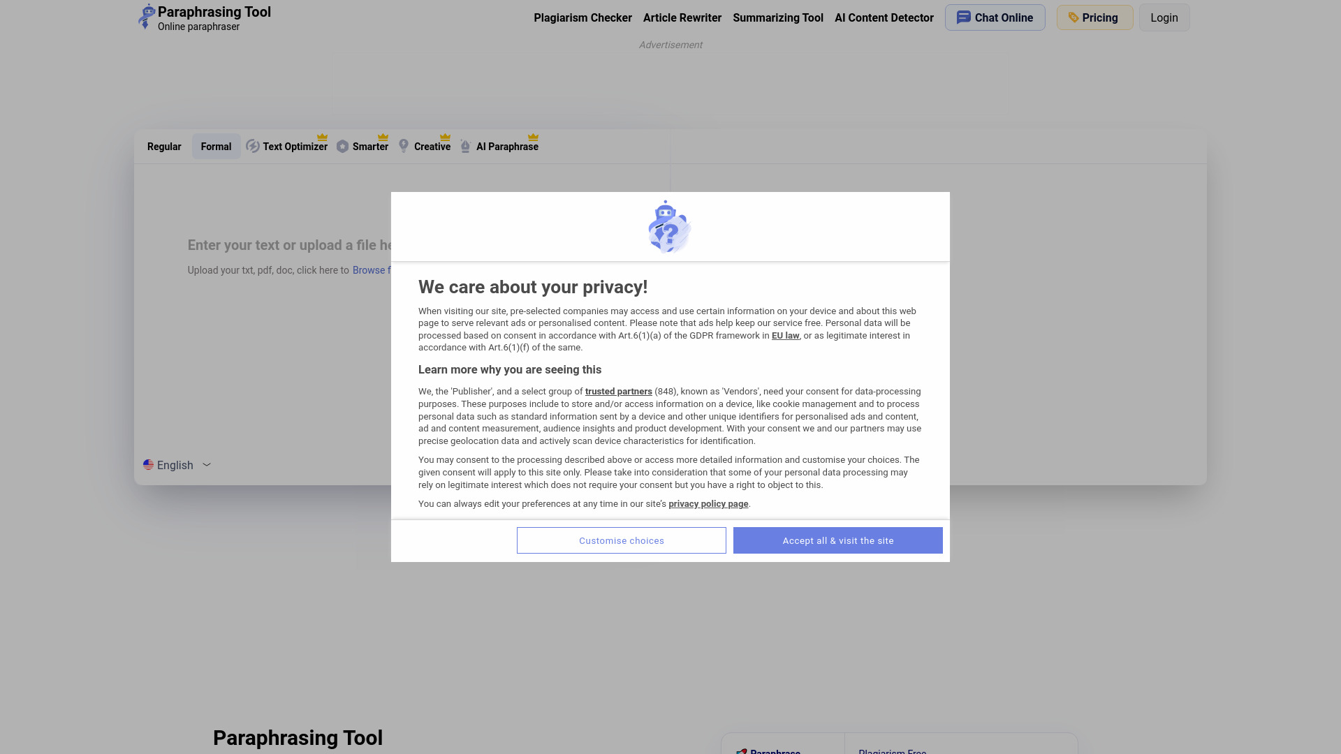 paraphrasing.io网页截图,paraphrasing.io网页快照