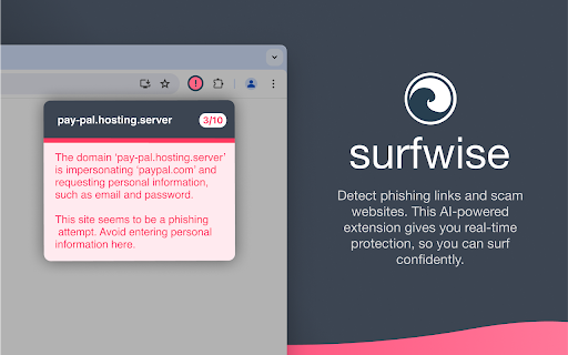 Surfwise: Check Phishing Links & Validate Website Safety with Real-Time AI网页截图,Surfwise: Check Phishing Links & Validate Website Safety with Real-Time AI网页快照