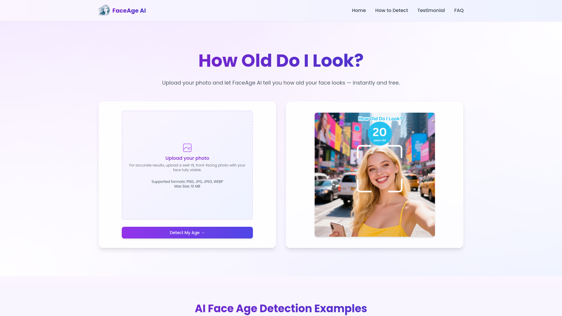 FaceAge AI网页截图,FaceAge AI网页快照