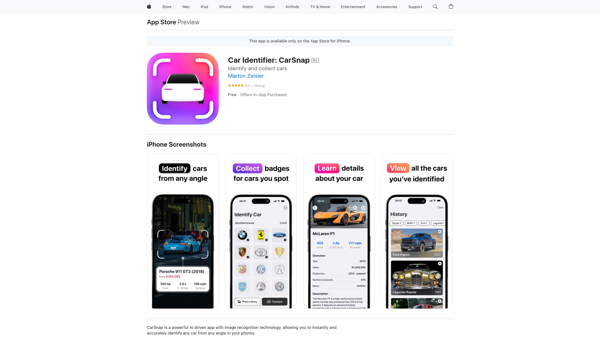 Car Identifier: CarSnap网页截图,Car Identifier: CarSnap网页快照