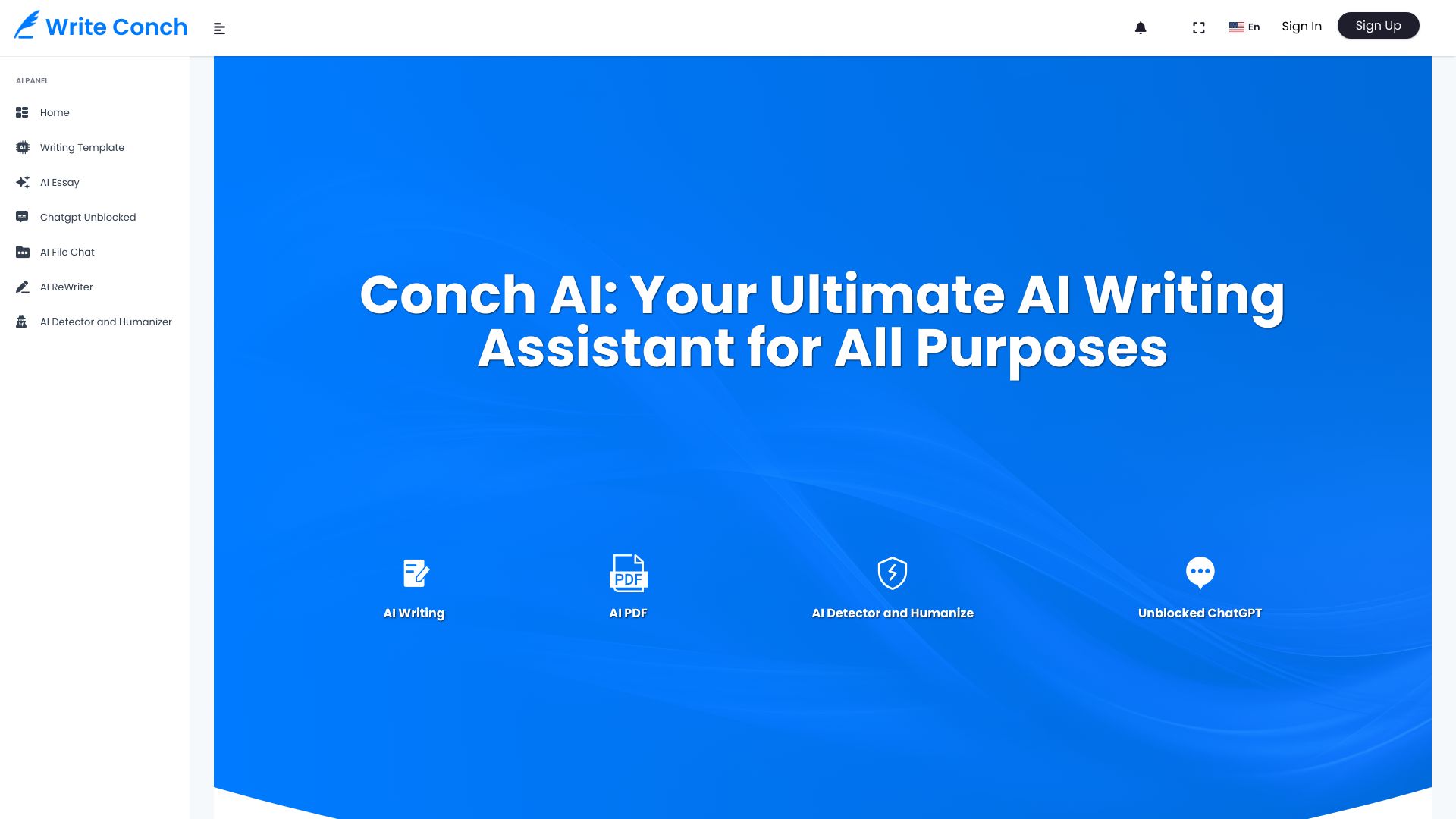 Write Conch AI网页截图,Write Conch AI网页快照