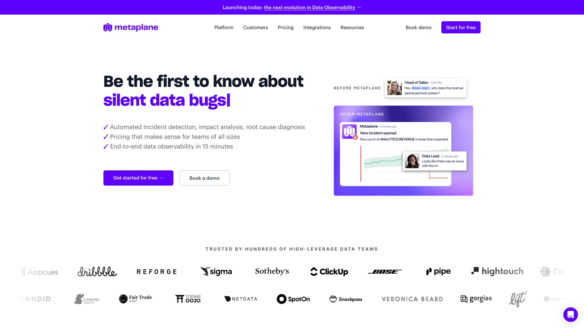 Data Observability v2 by Metaplane网页截图,Data Observability v2 by Metaplane网页快照