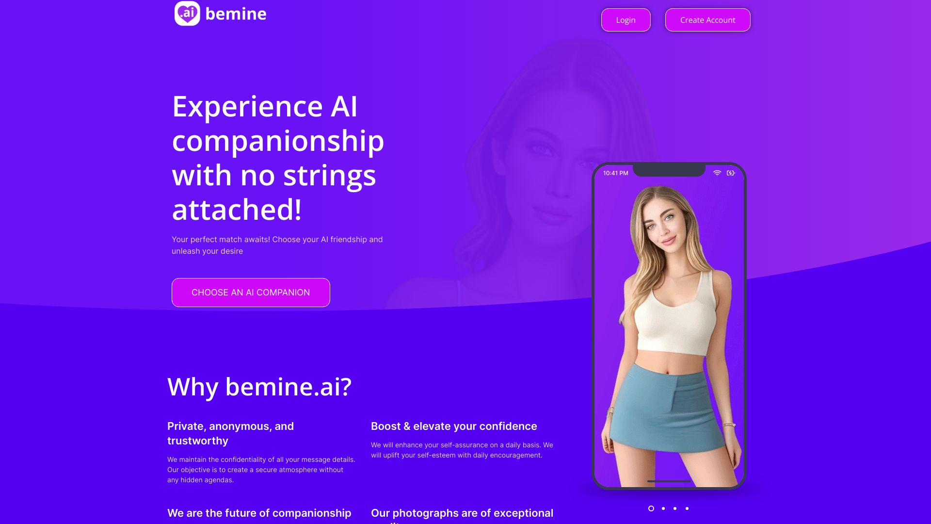 Bemine.ai网页截图,Bemine.ai网页快照