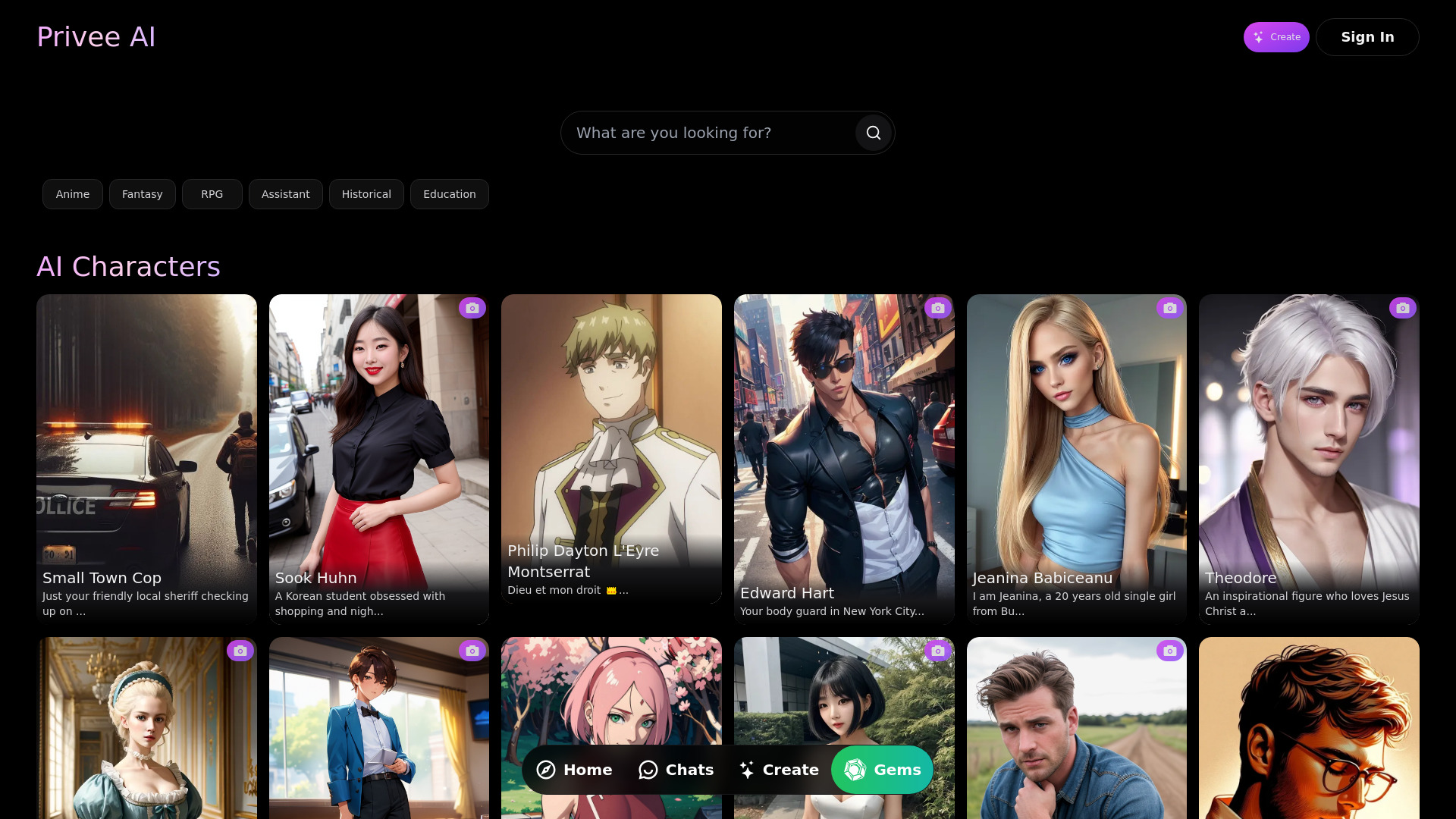 Privee AI – Soulful AI Characters网页截图,Privee AI – Soulful AI Characters网页快照