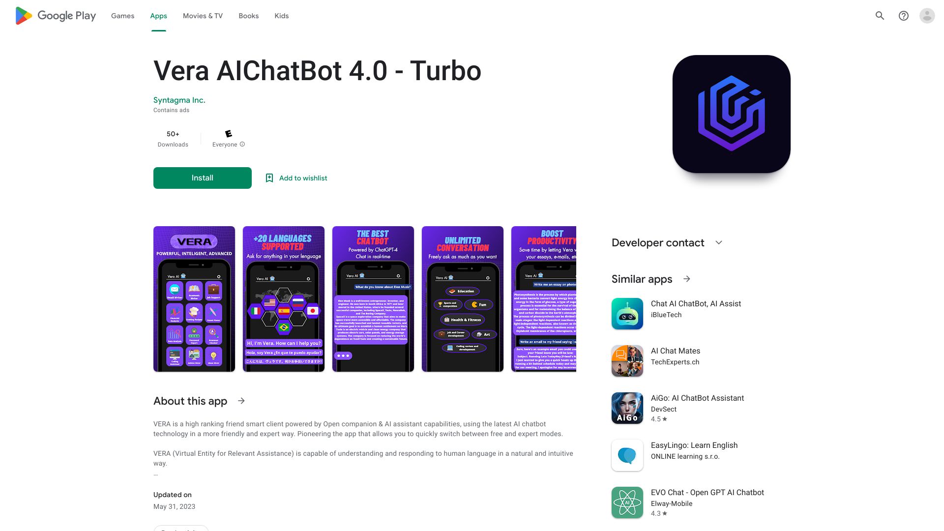 Vera AIChatBot 4.0 – Turbo网页截图,Vera AIChatBot 4.0 – Turbo网页快照