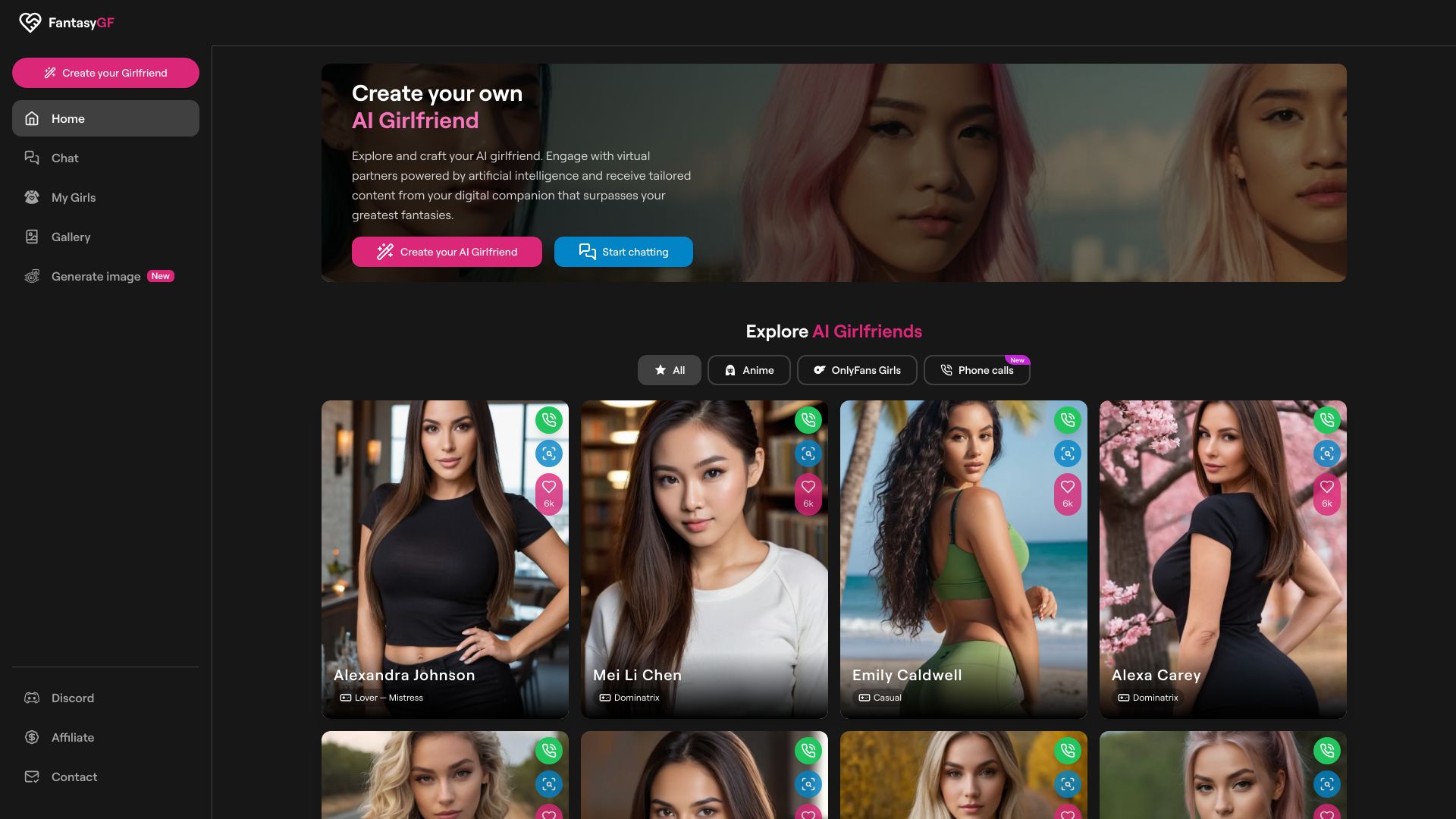 FantasyGF – AI Girlfriend Generator网页截图,FantasyGF – AI Girlfriend Generator网页快照