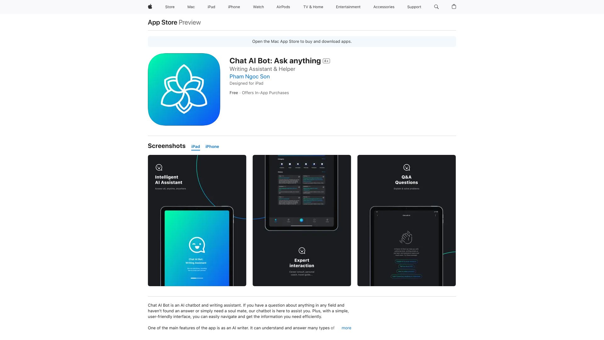 Chat AI Bot: Ask anything网页截图,Chat AI Bot: Ask anything网页快照