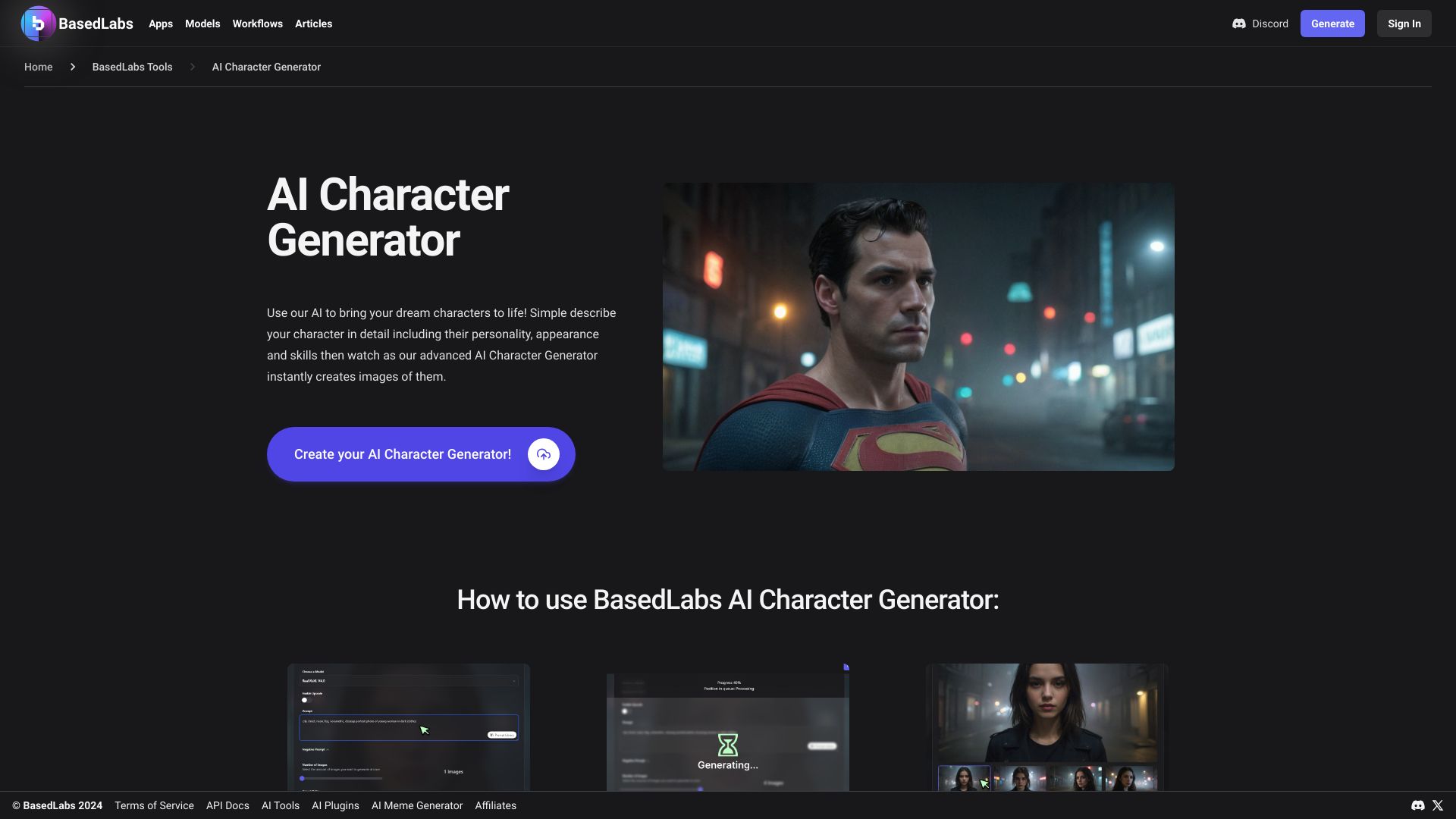 AI Character Generator网页截图,AI Character Generator网页快照