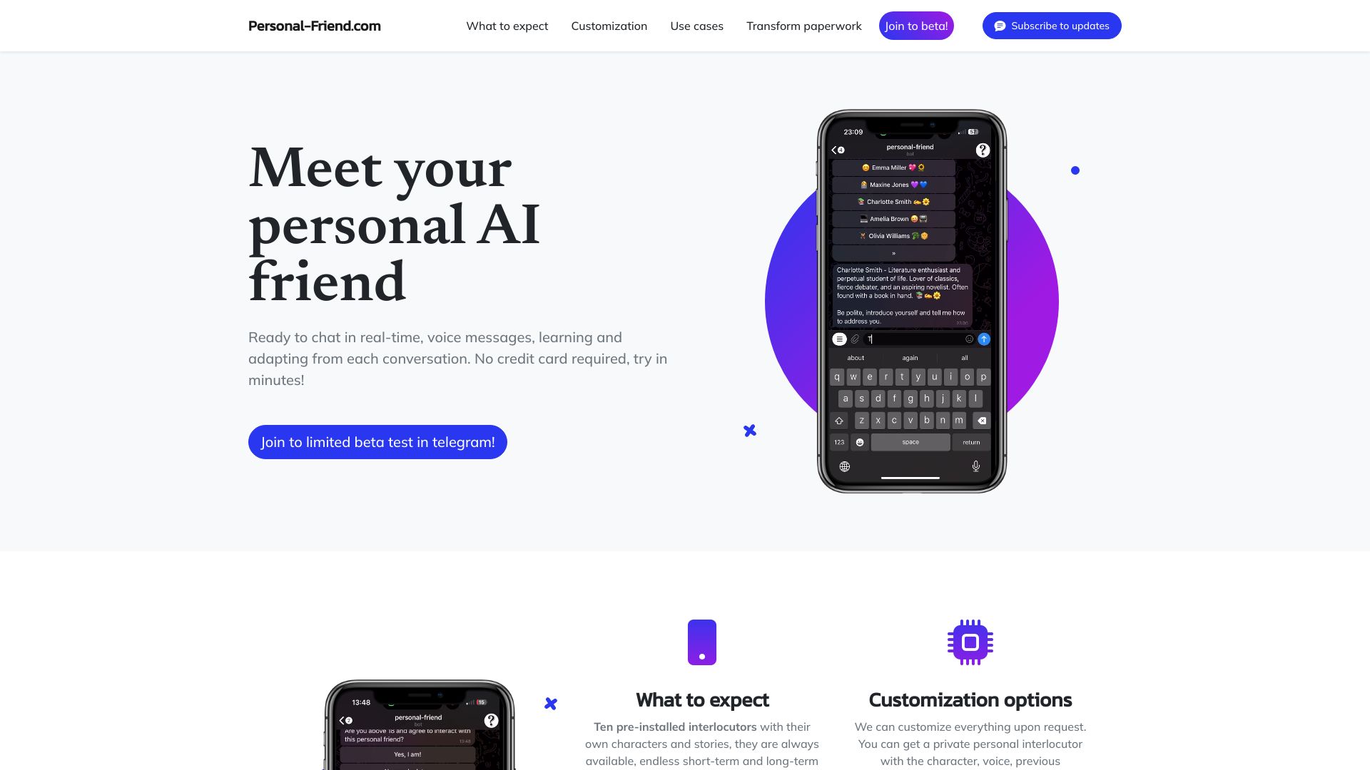 Personal-Friend.com – AI Friend is here!网页截图,Personal-Friend.com – AI Friend is here!网页快照