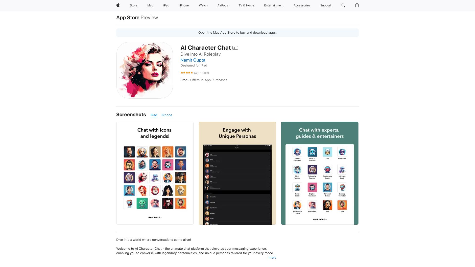 AI Persona Chat网页截图,AI Persona Chat网页快照