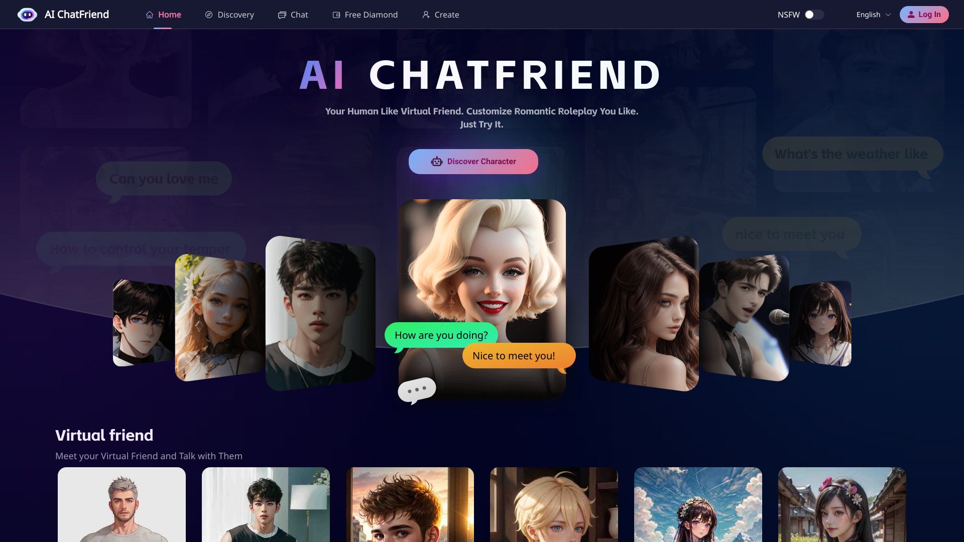 AI ChatFriend网页截图,AI ChatFriend网页快照