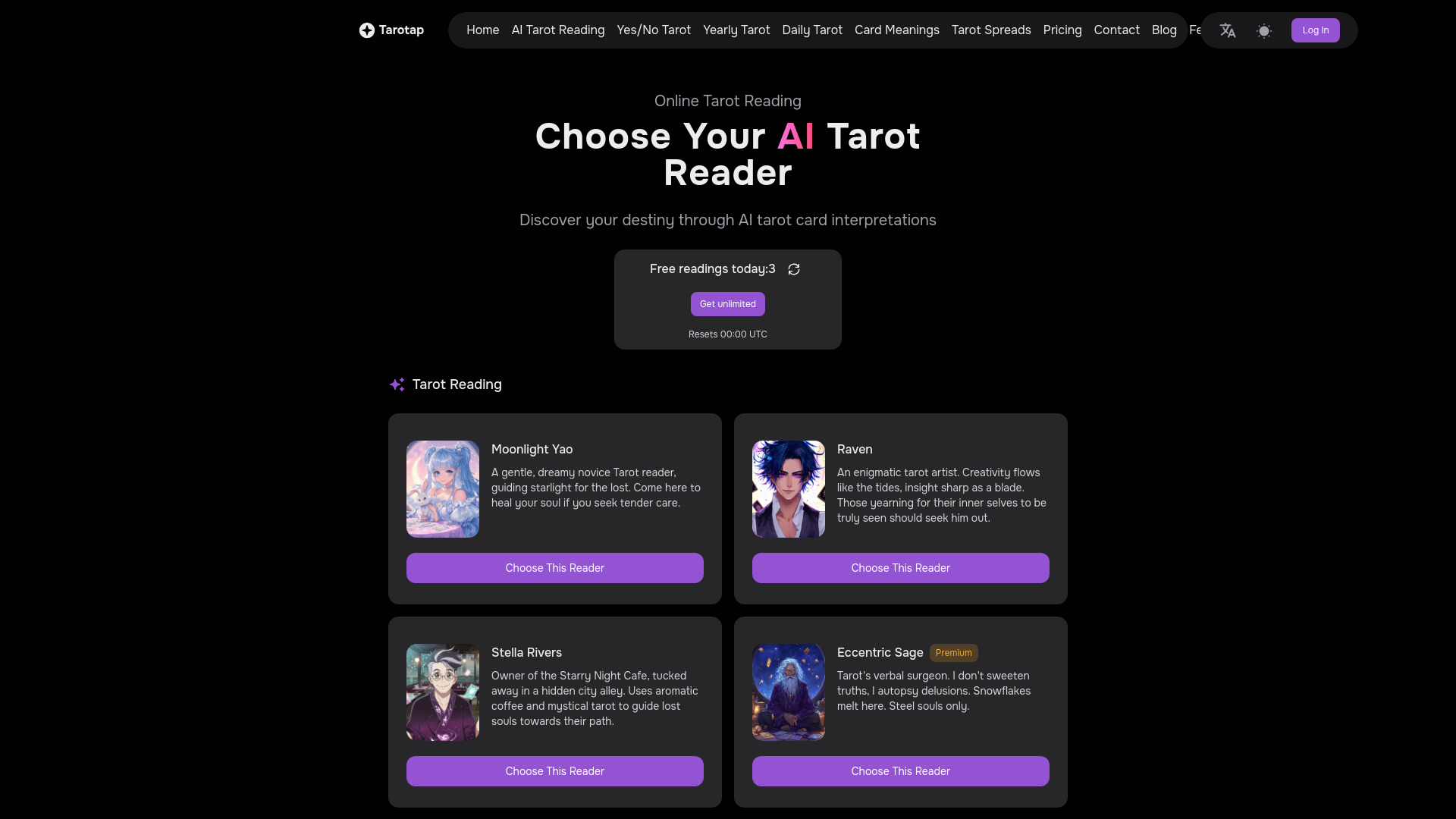 AI Tarot网页截图,AI Tarot网页快照