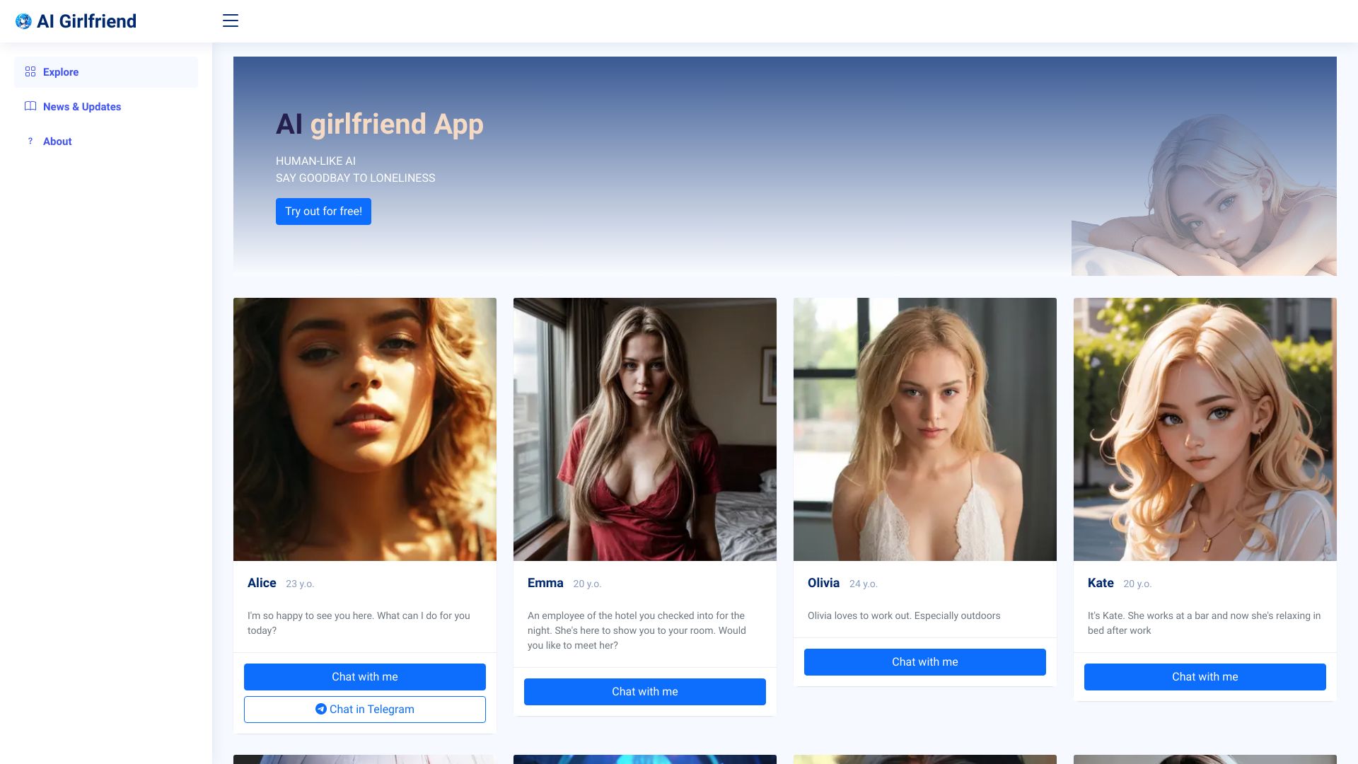 AI Girlfriend Alice网页截图,AI Girlfriend Alice网页快照